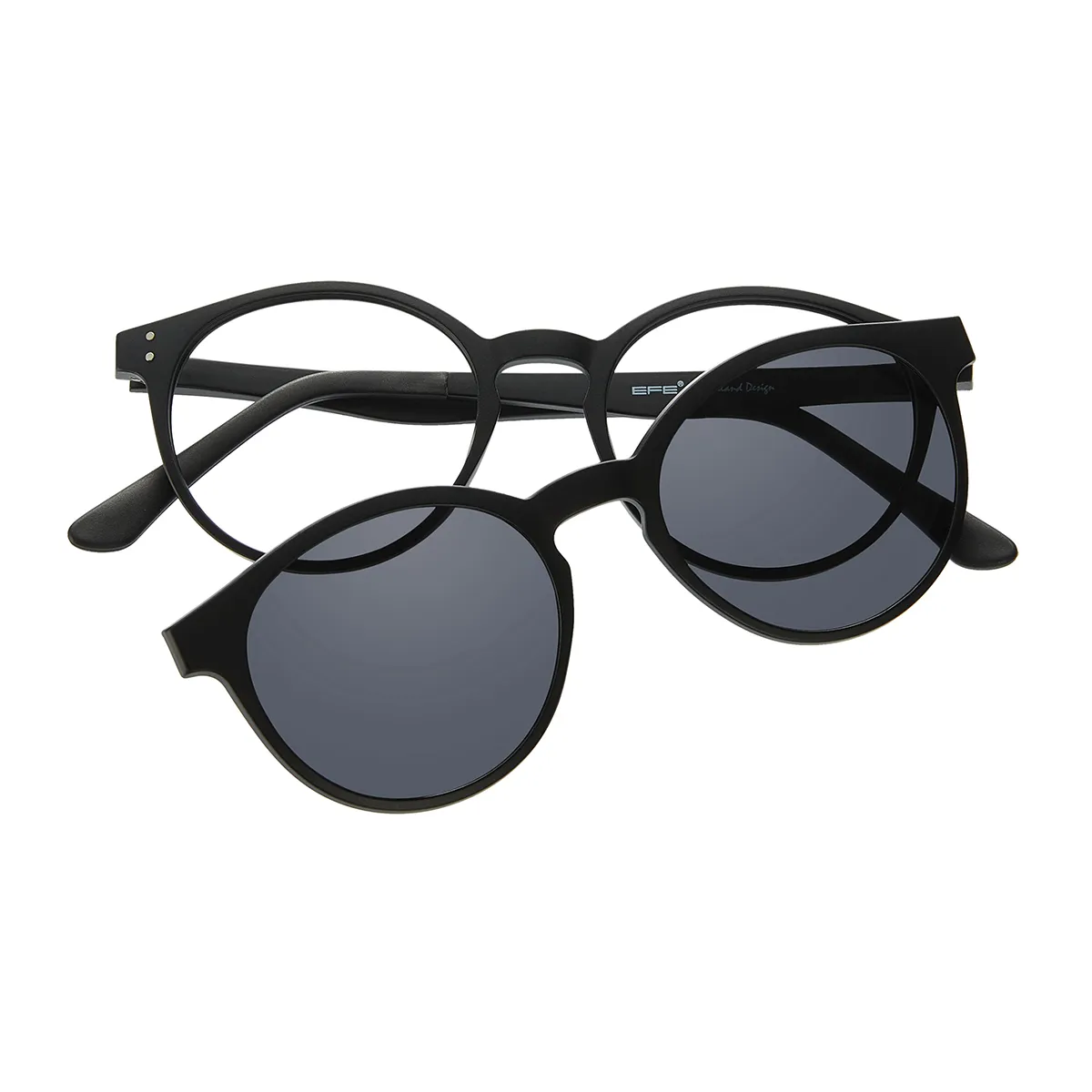 Jake - Round Black Clip On Sunglasses for Men & Women
